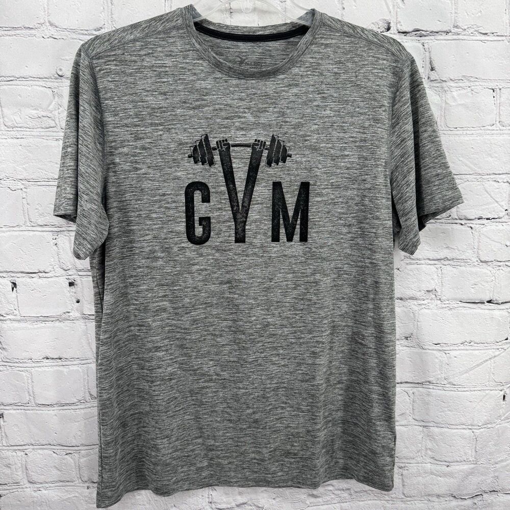 Old Navy Tee Shirt Men's Large Gray Wicking Gym Flex Performance Weight Lifting